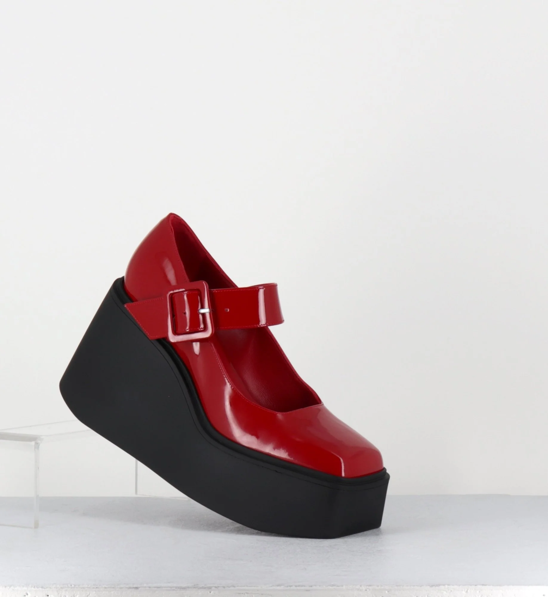 90s Mary-Jane compensées en cuir vernis rouge - YERI VERNICE ROSSO – Image 5