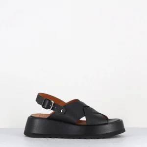 Sandales à plateforme en cuir grainé noir - IBIZA SANDONIS NEGRO