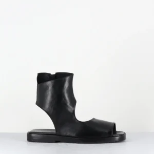 Sandales plates 'open-boots' déstructurées en cuir noir - ARA TRILL NERO