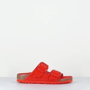 ARIZONA BIG BUCKLE SHINE TOMATO CUIR ROUGE BOUCLES DORÉS