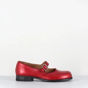 Babies en cuir métallisé rouge ligne japonisante - 45403L BON POMME