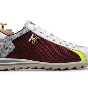 Traforato Effect Leather Sneakers et Crocodile Printing