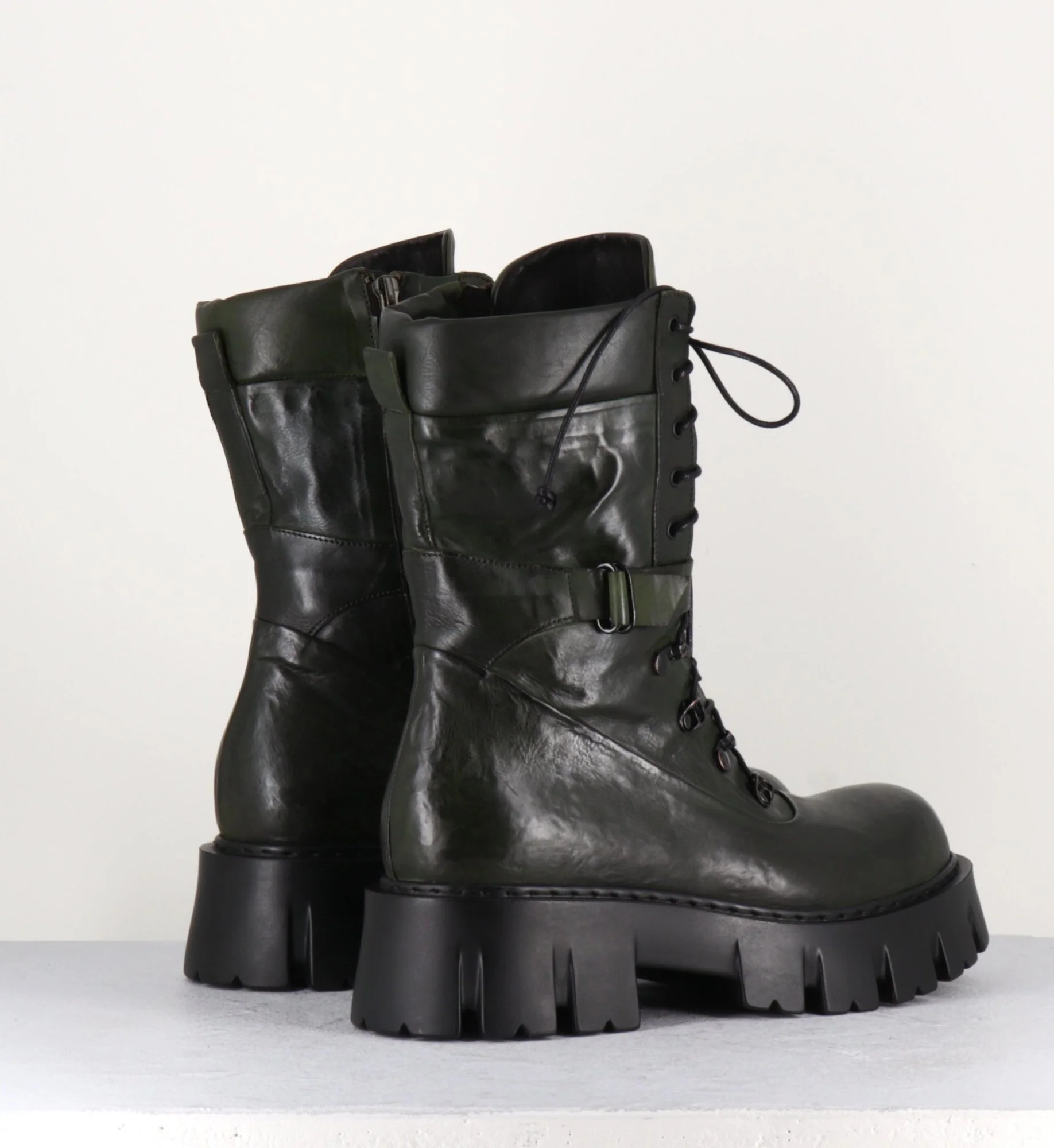 Rangers en cuir kaki souple - KFRE11652 KAKI – Image 7