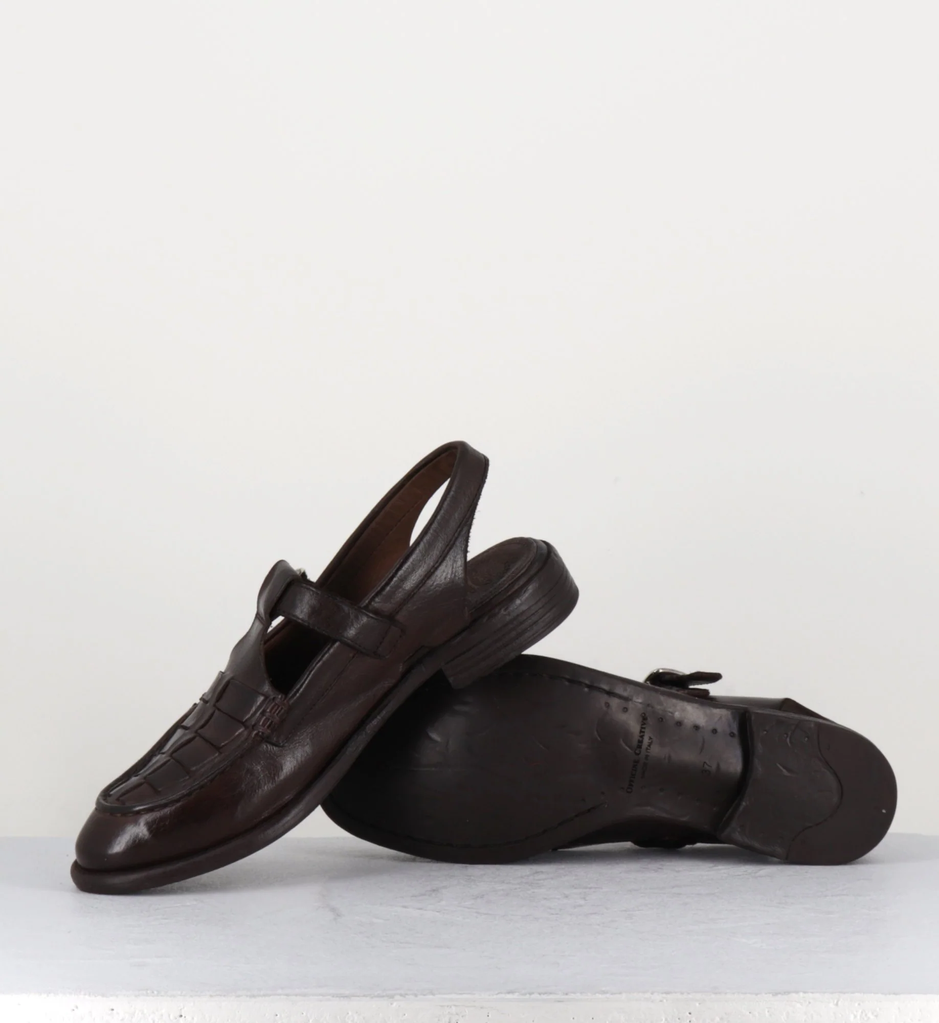 Chaussures Mary-Jane slingback en cuir marron tressé - LEX537 CORTECCIA – Image 9