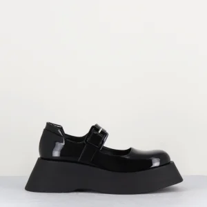 90s babies à plateforme en cuir vernis noir - CORA VERNICE NERO