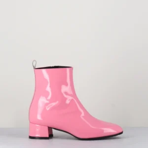 Boots 60s en cuir vernis rose - JANE VERNICE PINK