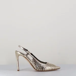 Escarpins en cuir métallisé doré & imprimé serpent - 11307 VIPER PIRITE