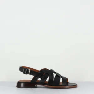 Sandales plates en cuir noir multi-brides - WALAI LINDA NEGRO