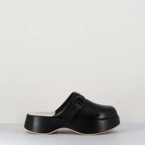 Sabot minimaliste en cuir noir - LIPARI CHAT BLACK