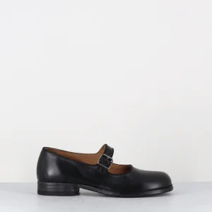 Babies en cuir noir ligne japonisante - 45403 CRISTALLO NERO