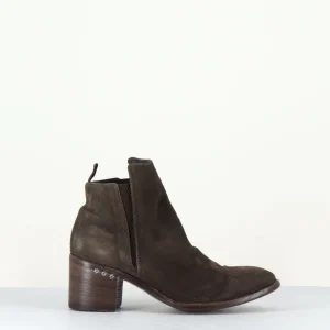 Bottines petit talon en cuir taupe TESSA45045T- Alberto Fasciani