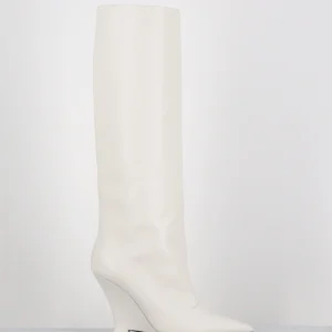 Bottes bout pointu en cuir blanc talon compensé y2k - NUMA OXFORD IVORY