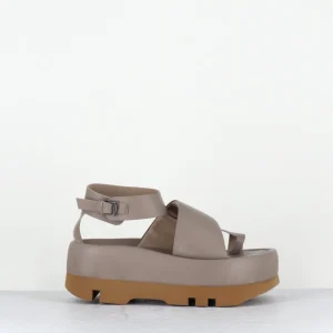 Sandales à plateforme japonisante cuir taupe - MARGE SANDAL TAUPE