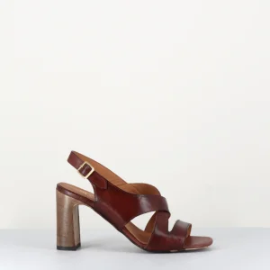 Sandales talon haut en cuir marron - 3174 TABACCO