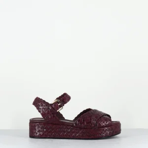 Sandales semelle épaisse en cuir tressé prune - VERO25 PRUGNIA TRENZADO