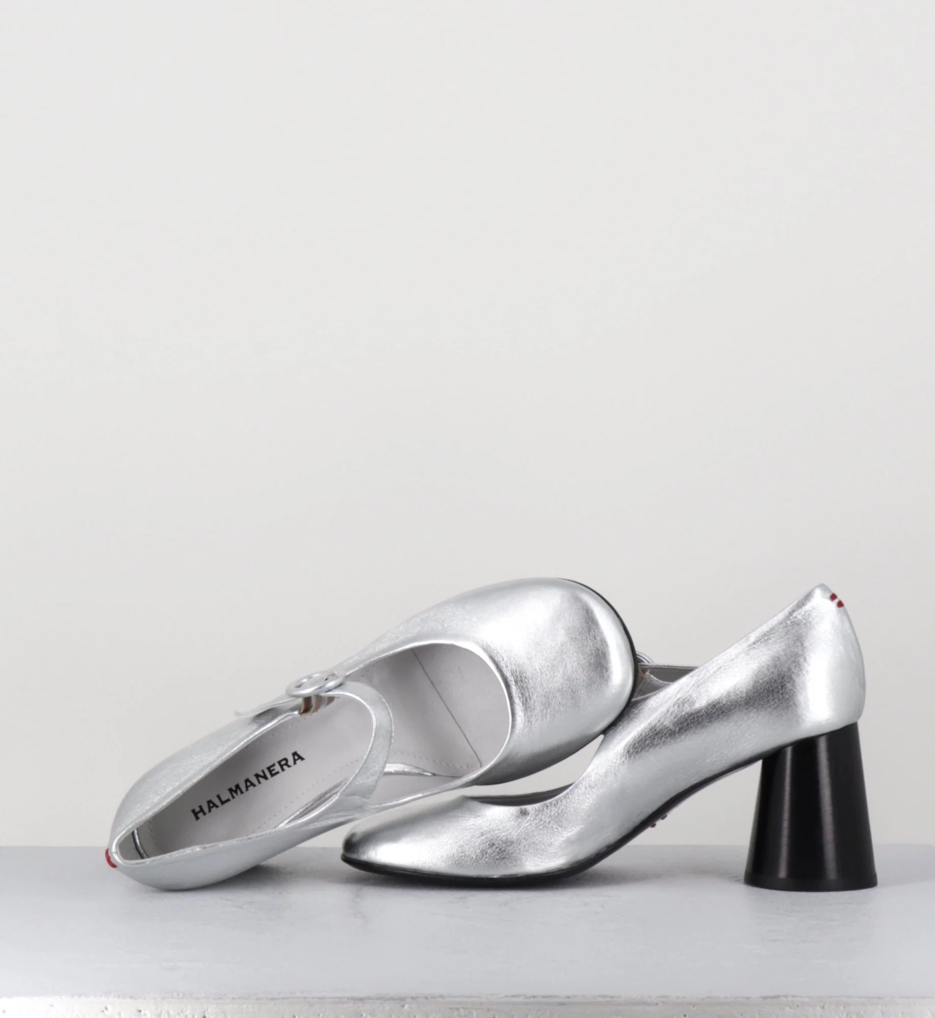 Babies rétro à talon en cuir argenté - ACE22 METAL ARGENTO – Image 9