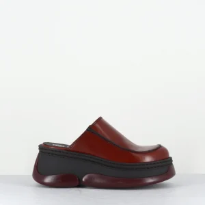 Sabots compensées 90s cuir marron & bubble rubber - BRIETTA BROWN MULES