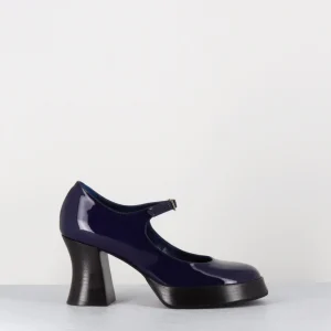 Babies à plateforme en cuir vernis bleu violet - NEDER VERNICE BLU