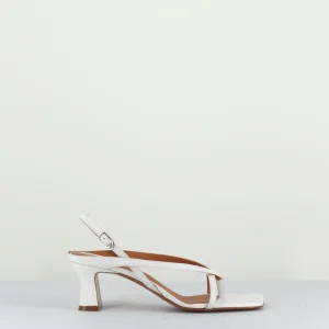 Sandales - Tong en cuir blanc bout carré - 2270 BIANCO