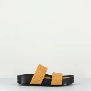 Sandales deux bandes cuir élastiqué jaune - A20C SOLE