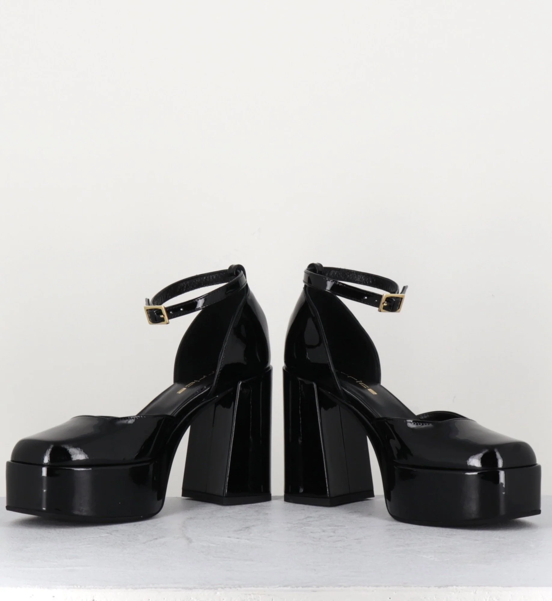 Babies à plateforme en cuir vernis noir - SQUARE NERO – Image 5