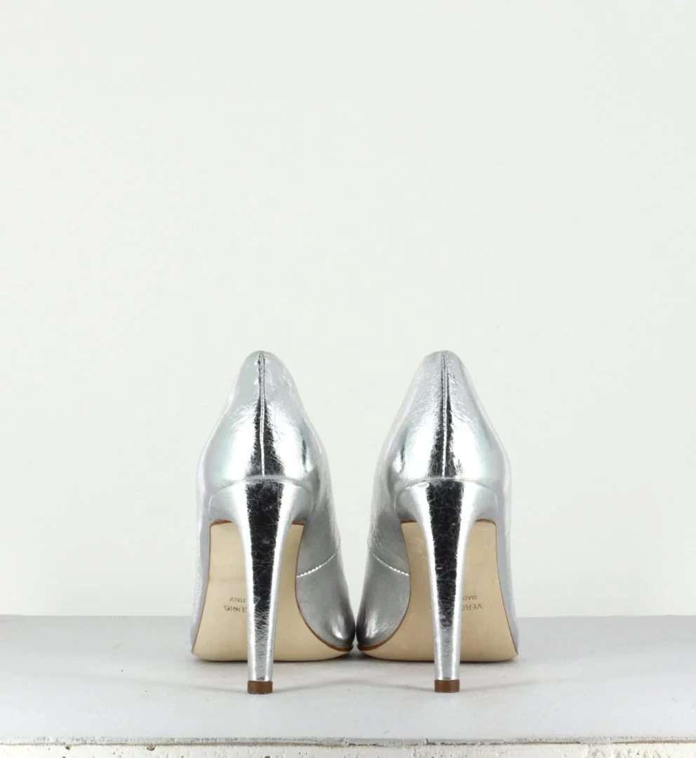 Escarpins pointus en cuir argent - 6259 – Image 4