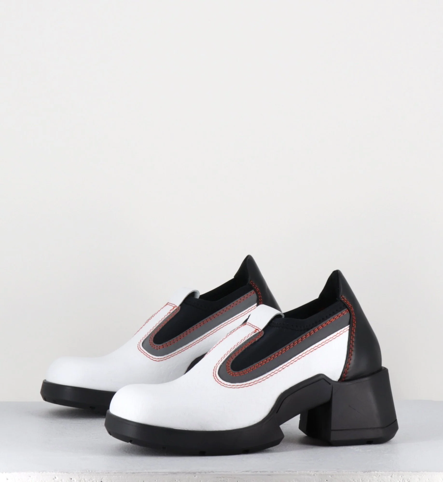 90s futuristic shoes cuir blanc & lycra - KUDA WHITE BOOTS – Image 3