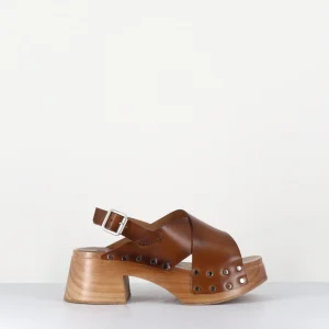 Sandales sabots en cuir marron - 3658BIS NOCE