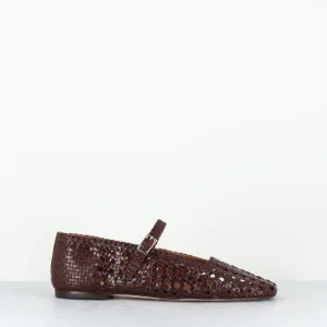 Ballerines en cuir tressé marron à bride - YEIDA BROWN BALLERINAS