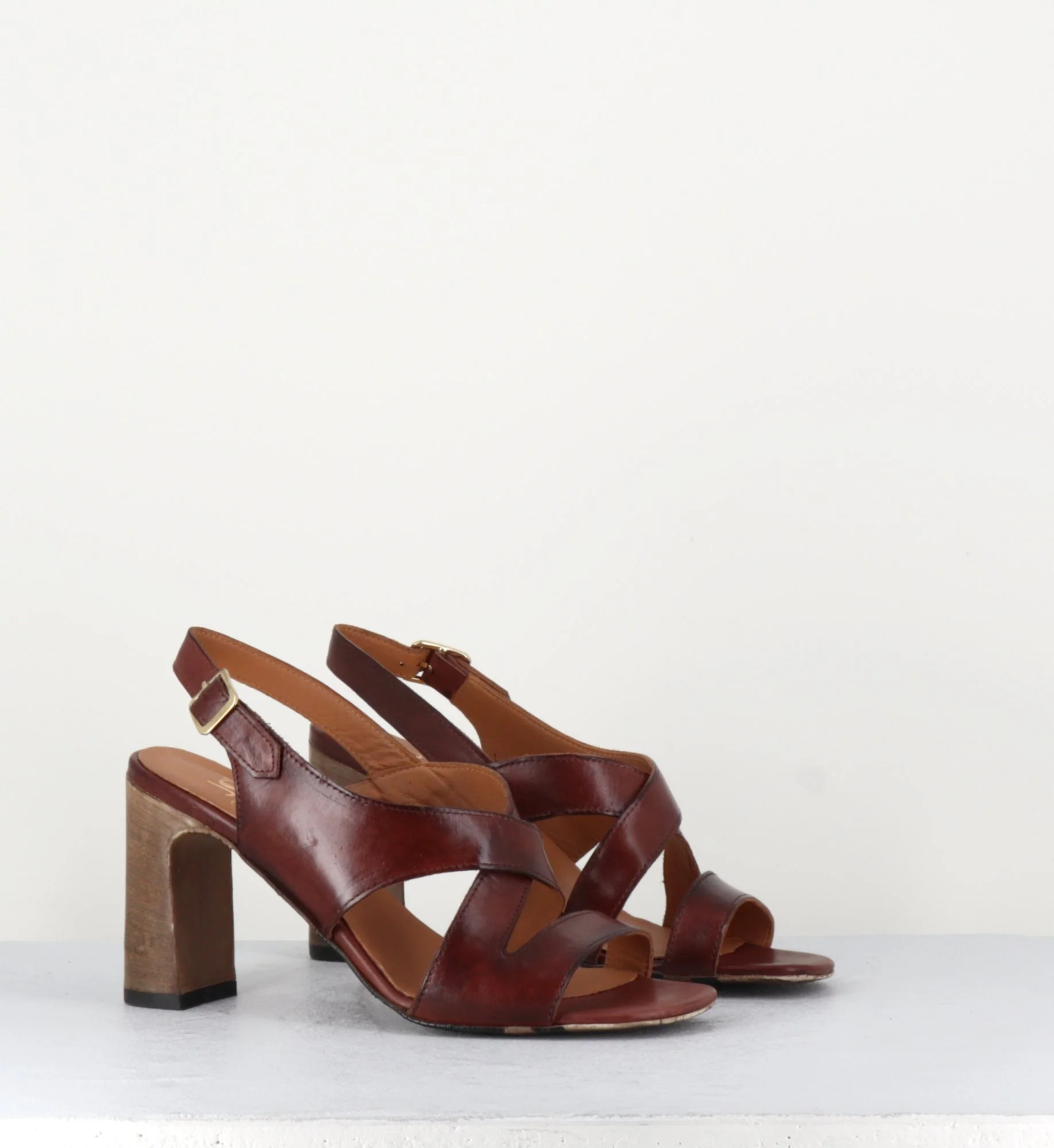 Sandales talon haut en cuir marron - 3174 TABACCO – Image 3