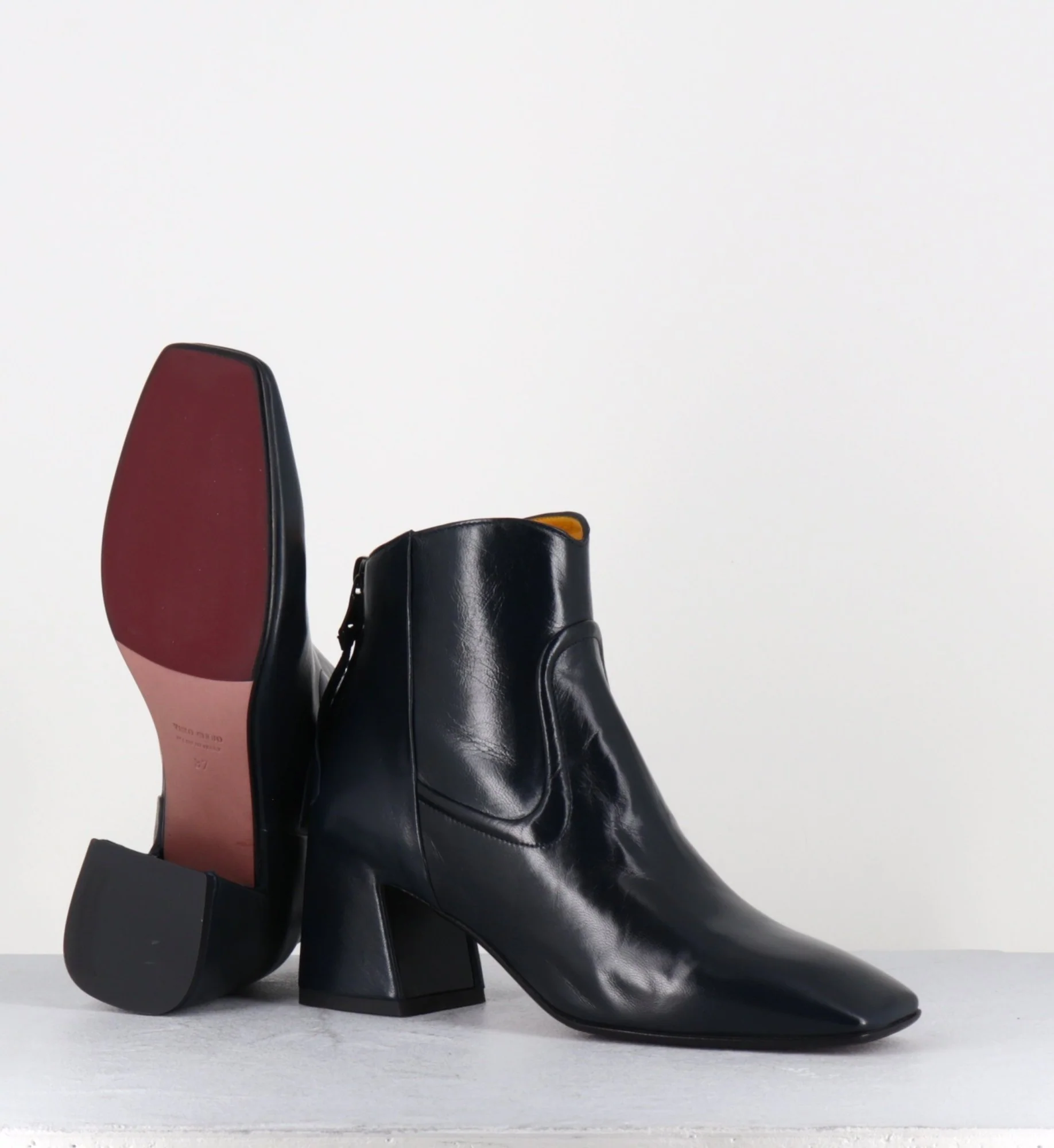 Boots talon recouvert en agneau bleu marine - T247 SETA BLU – Image 7