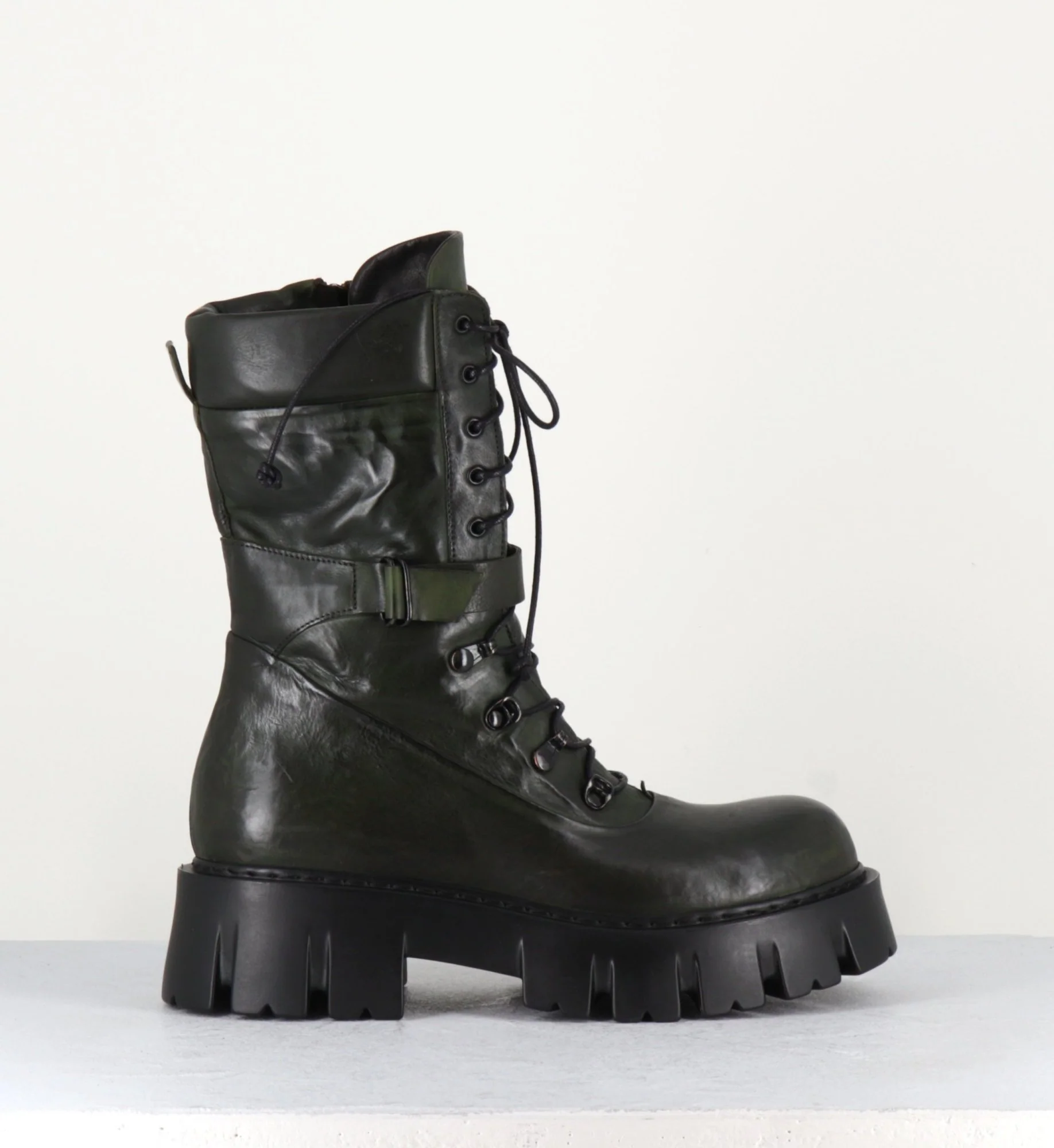 Rangers en cuir kaki souple - KFRE11652 KAKI – Image 2