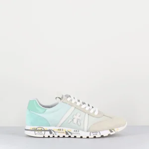 Sneakers cuir beige & toile verte - LUCYD 6226