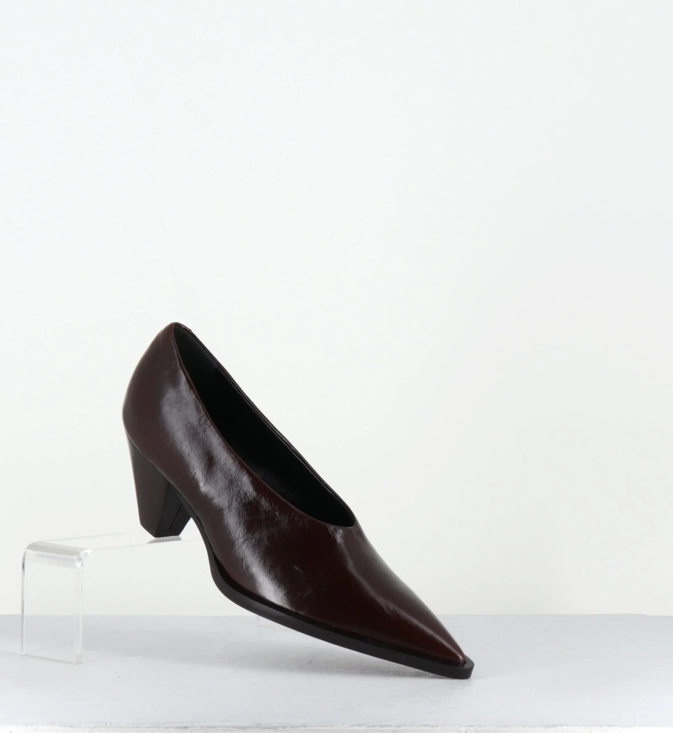 Escarpins talon conique en cuir marron - AMBRES CANNES CHOCOLATE – Image 5