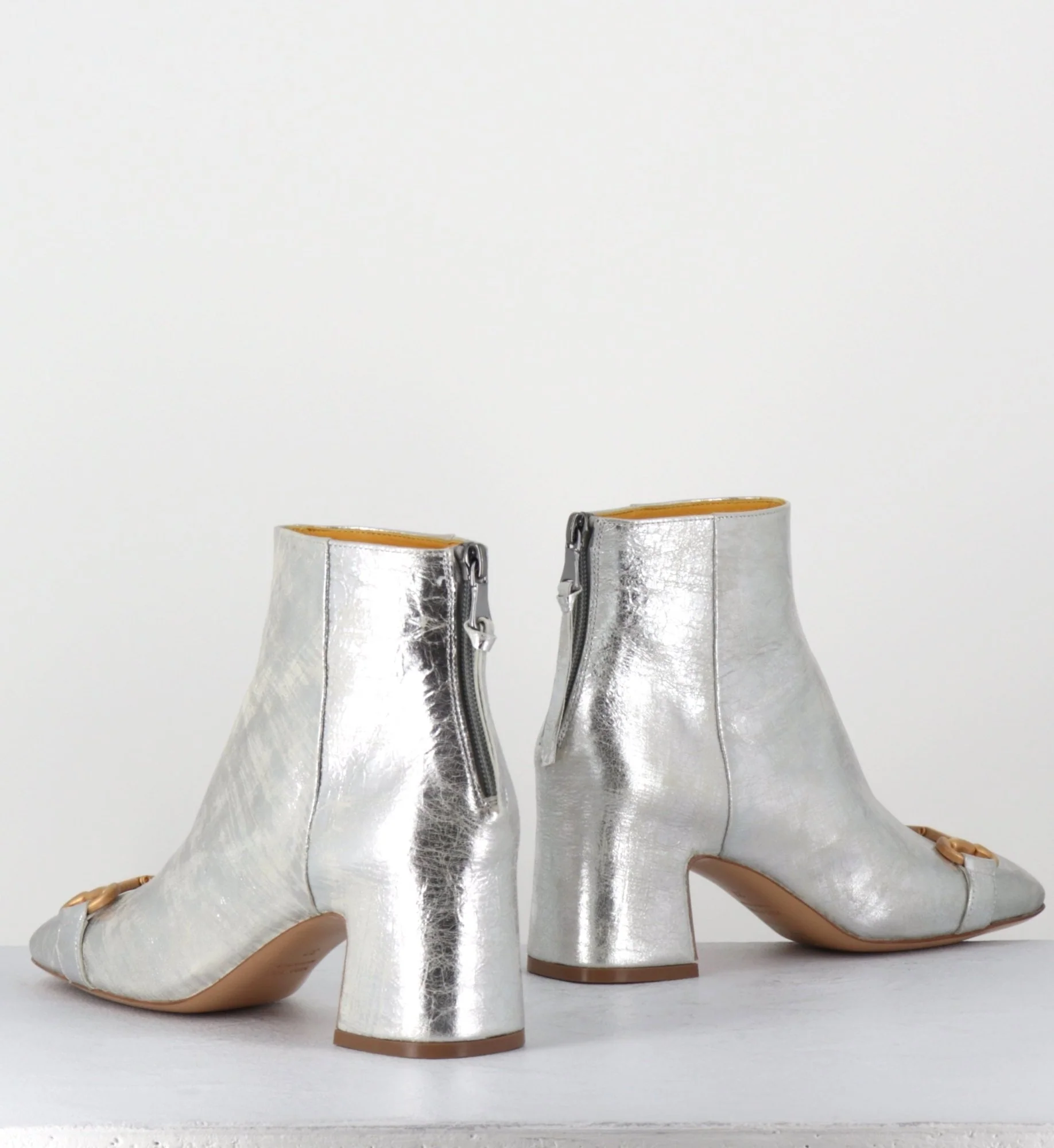 Boots 70s petit talon en cuir argent vieilli - Q199 VINTAGE SILVER – Image 8