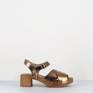 Sandales-sabots flexible cuir bronze petit talon - 457-288 METAL AMBRE