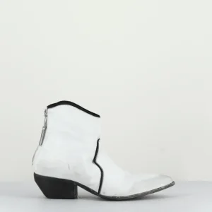 Boots santiags cuir blanc&noir - E1571 NERO ICE