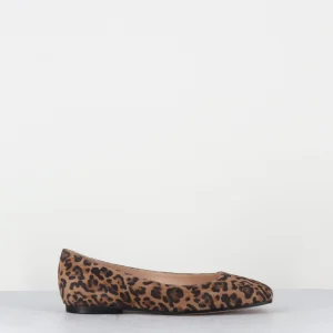 Ballerines en cuir imprimé léopard bout carré - MARTI CAM LEOPARDO