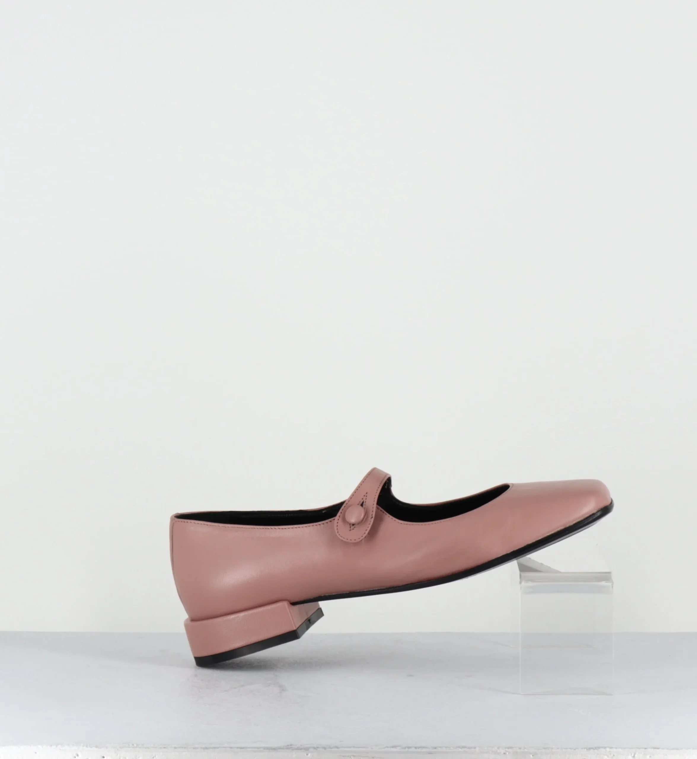 Babies en cuir souple rose poudré à bout carré - JANE NATURAL COWHIDE – Image 4