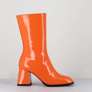 Boots à talon 70s en cuir vernis orange - YA2240 ARANCIO