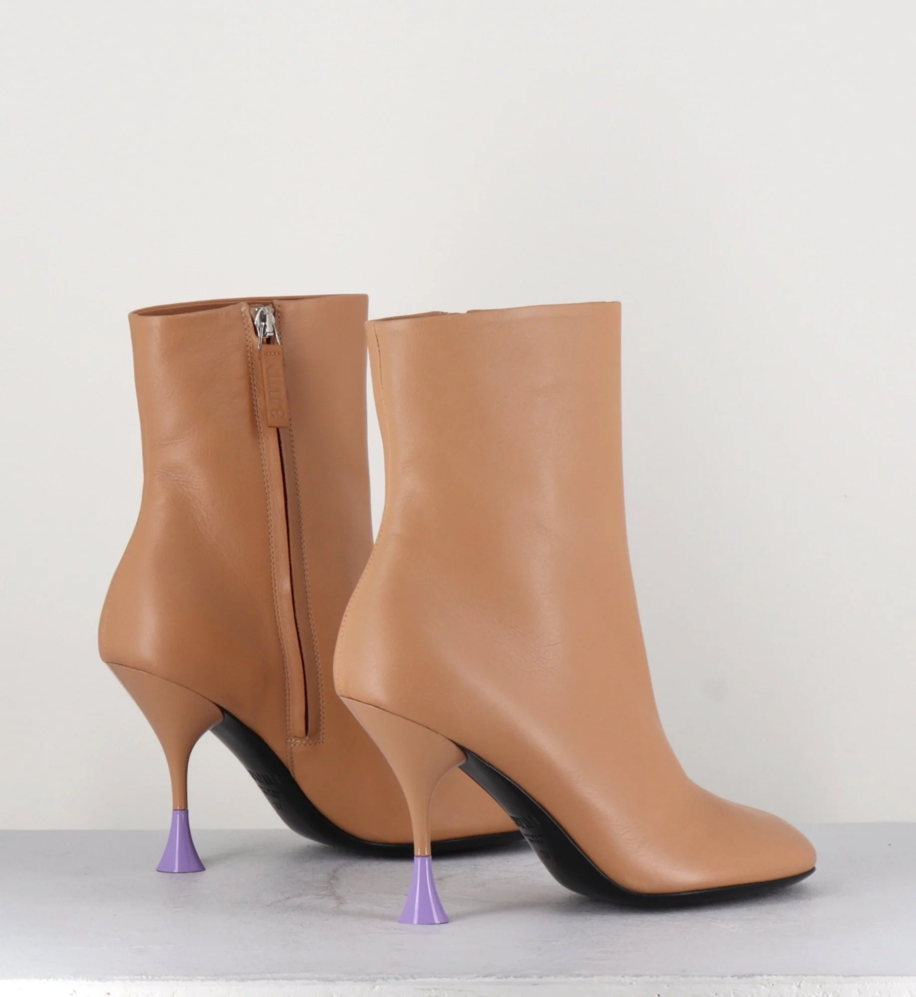 Boots en cuir beige à talon fin - LIDIA 095 BISQUIT – Image 7