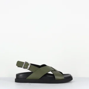 Sandales en cuir vert kaki semelle anatomique légère - THALIAS RANCH KHAKI