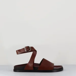 Sandales plates brides croisées en cuir marron - 68797 MOGANO