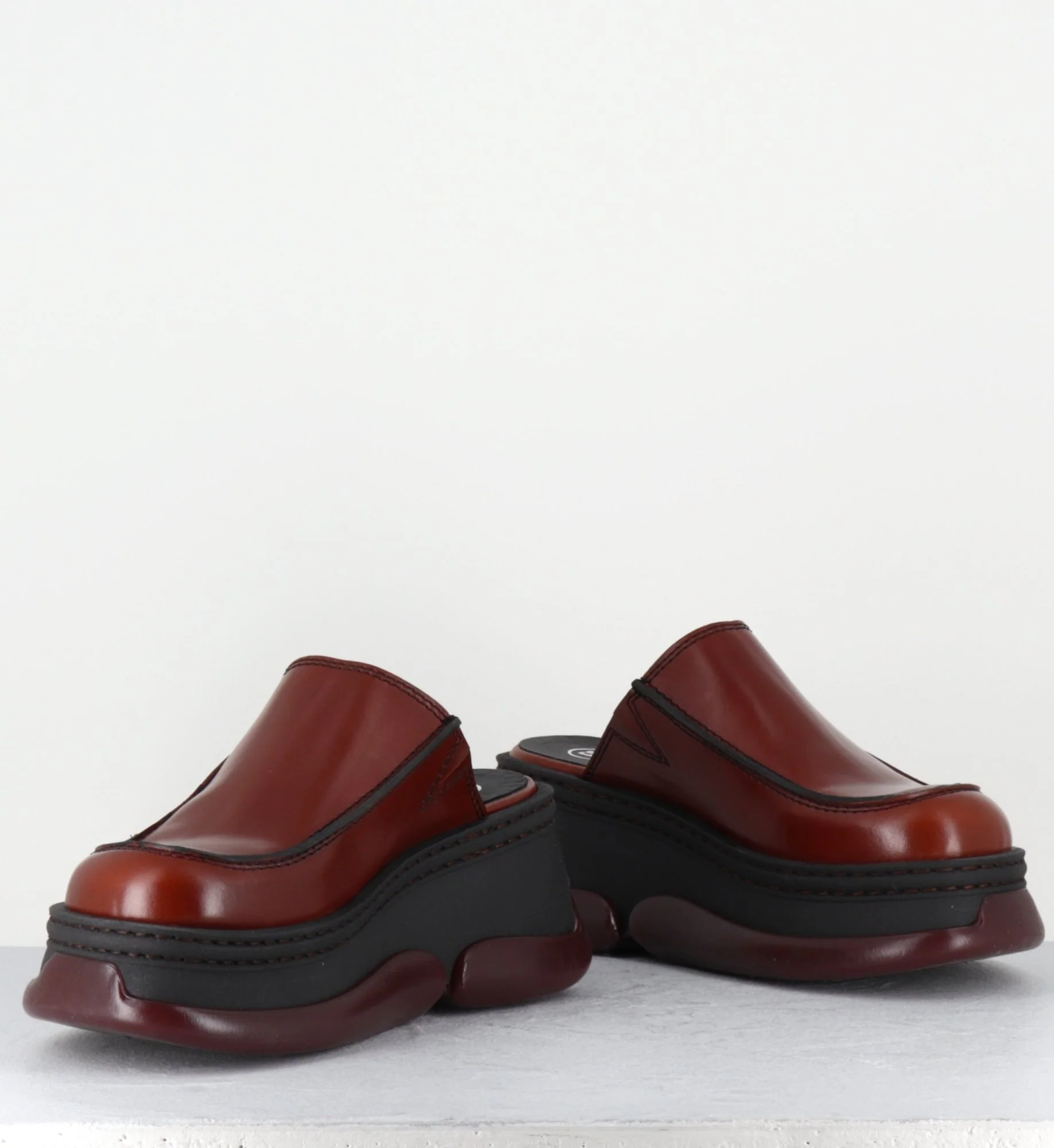 Sabots compensées 90s cuir marron & bubble rubber - BRIETTA BROWN MULES – Image 4