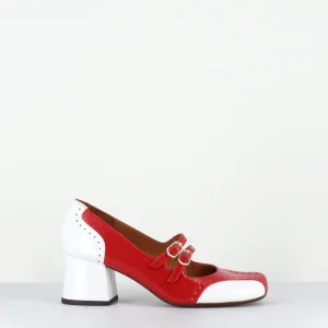 Babies petit talon look vintage vernis rouge & blanc - MAIME44 FERRARI CHERRY