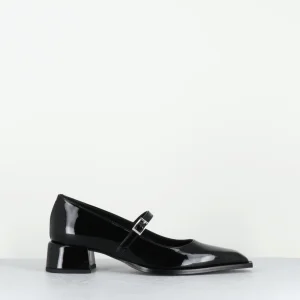 Babies en cuir vernis noir bout pointu petit talon - INE71 VERNICE NERO