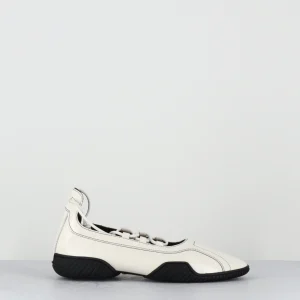 Ballerines sport en cuir blanc longs lacets - AVERIE CREAM LACE