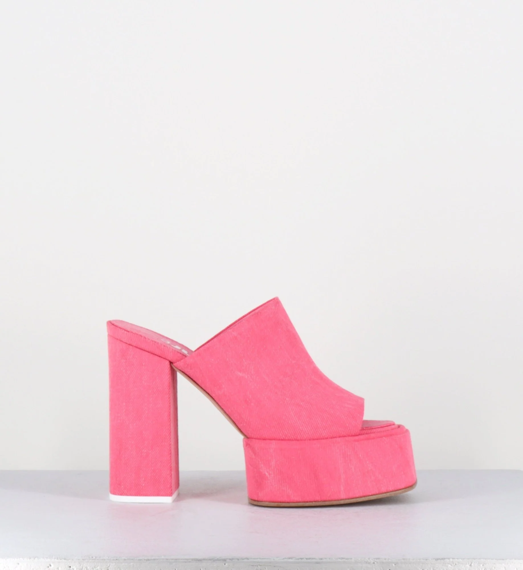 Mules à plateforme talon haut en jean rose - SUE JEANS CANDY