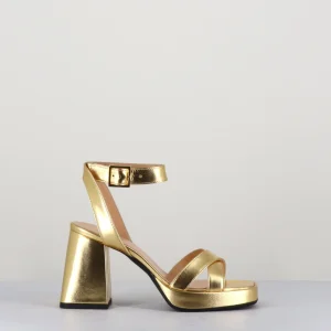 Sandales à plateforme cuir métallisé doré - SUNNY LAMINATO ORO