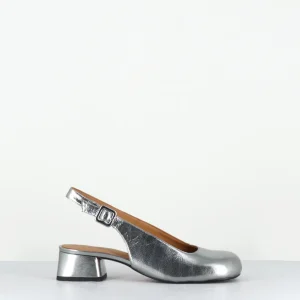 Escarpins slingback en cuir métallisé argent - BERZA GLAM ACERO